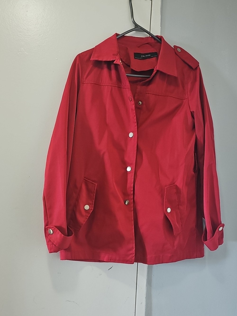 Zara Red Trench-Style Lightweight Coat